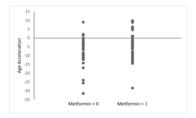 Figure 1. Age acceleration between metformin users and nonusers among the diabetes group.