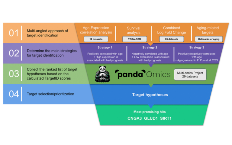 Figure 1. Overall workflow of the study. [Identification of dual-purpose therapeutic targets implicated in aging and glioblastoma multiforme using PandaOmics - an AI-enabled biological target discovery platform]