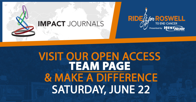 Impact Journals is thrilled to sponsor Team Open Access again in the annual cycling event to end cancer: The Ride for Roswell.