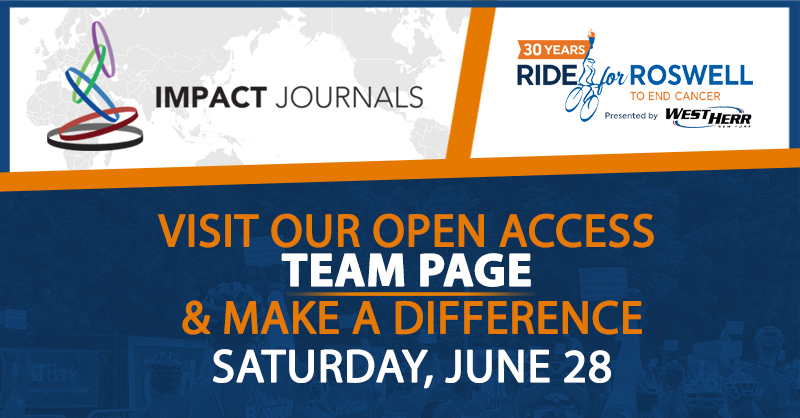 Impact Journals is once again proudly sponsoring the Open Access Team in the annual Ride for Roswell.