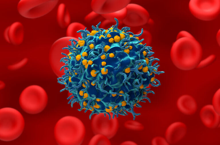 Hiv virus infected t-cell - closeup view 3d illustration